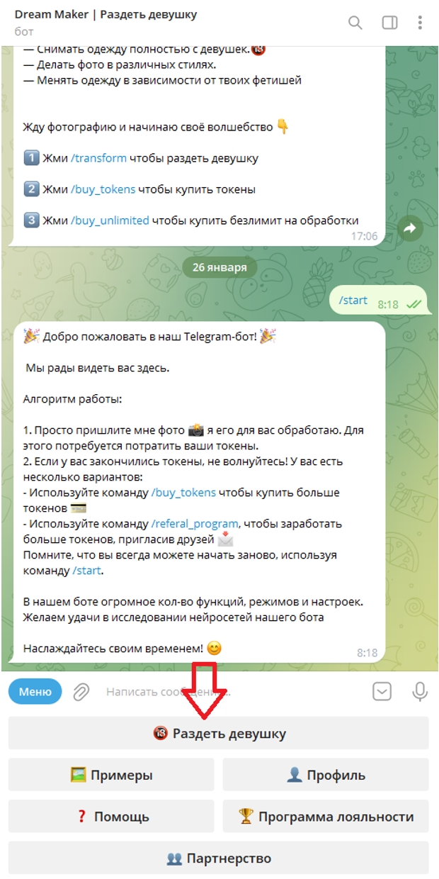 бот раздеватор DreamMaker